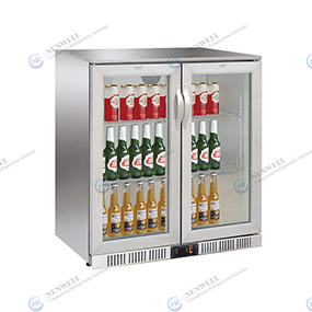 Stainless Steel Under Bench Bar Fridge Cooler with Double Door